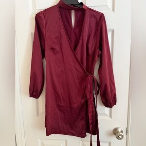Fashion Nova Deep Red Wrap Dress